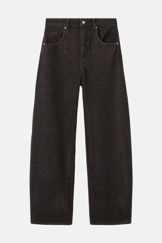 Pantalon marron de MANGO, larges jambes et poches à rabat.