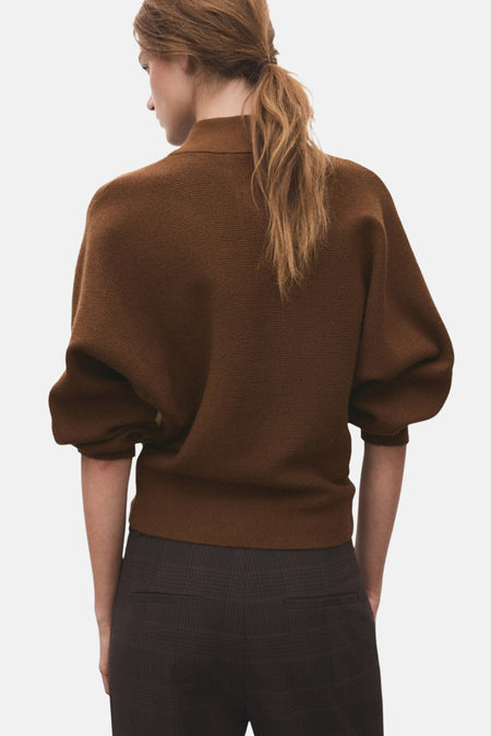 Pull met rolkraag - bruin