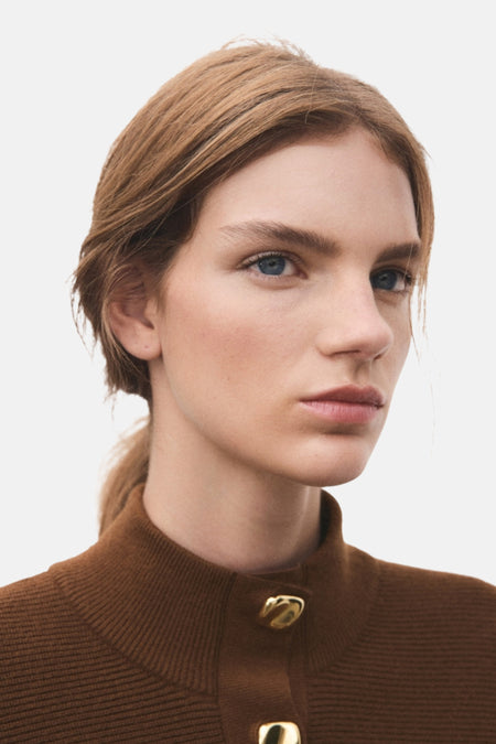 Pull met rolkraag - bruin