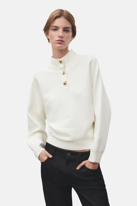 Pull met rolkraag - ecru