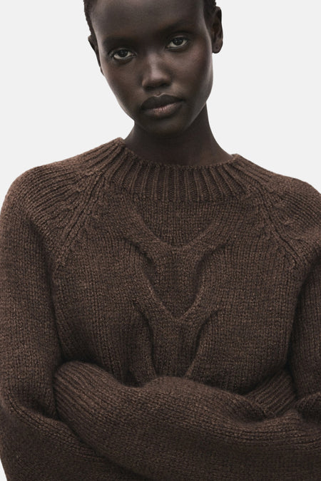 Pull met ronde hals - bruin