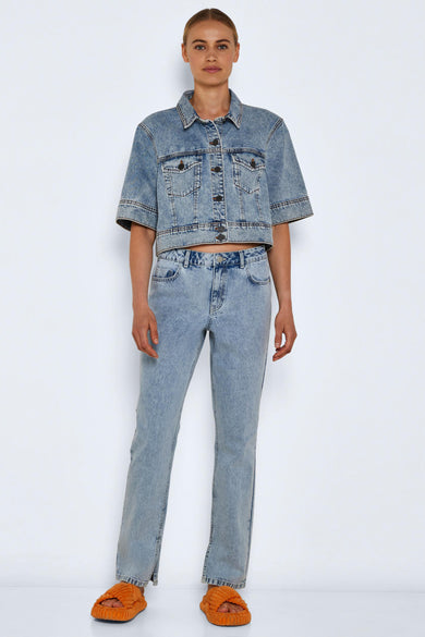 NMJOEY NW  STRAIGHT SLIT JEANS VI204 BG