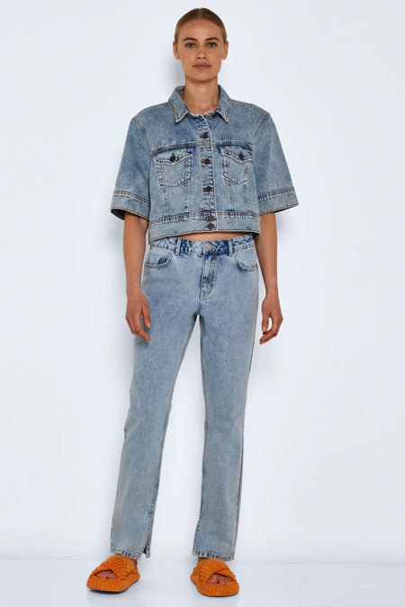 NMJOEY NW  STRAIGHT SLIT JEANS VI204 BG