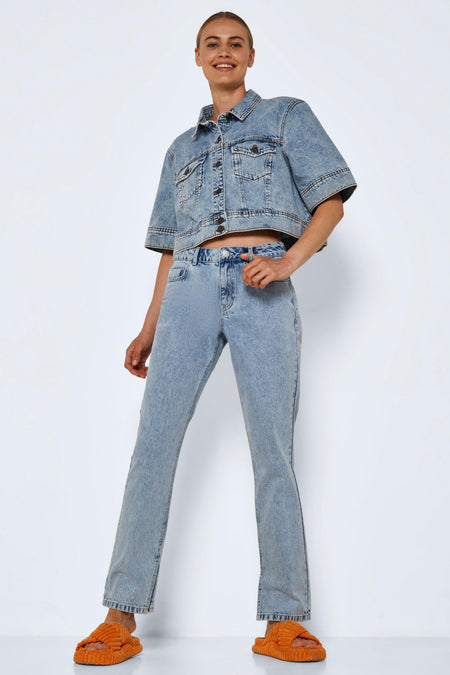 NMJOEY NW  STRAIGHT SLIT JEANS VI204 BG