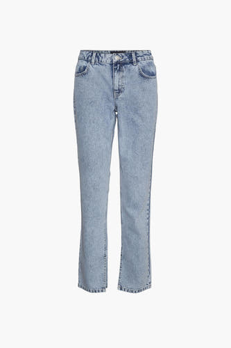 Rechte jeans in lichtblauwe denim van NOISY MAY, met een stonewashed textuur.
