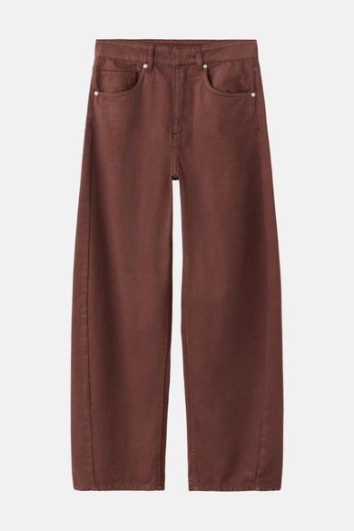 Bruine gekleurde jeans van MANGO, met wijde pijpen en zakken aan de voorzijde.