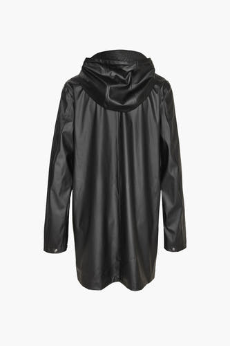 Ponchos noirs de DROPLETS, vus par derrière, avec un capuchon.
