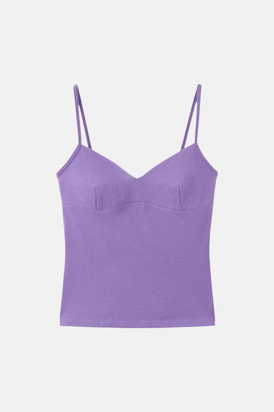 Paarse spaghettibandjes top van MANGO, strak model met V-hals en fijne stof, front view