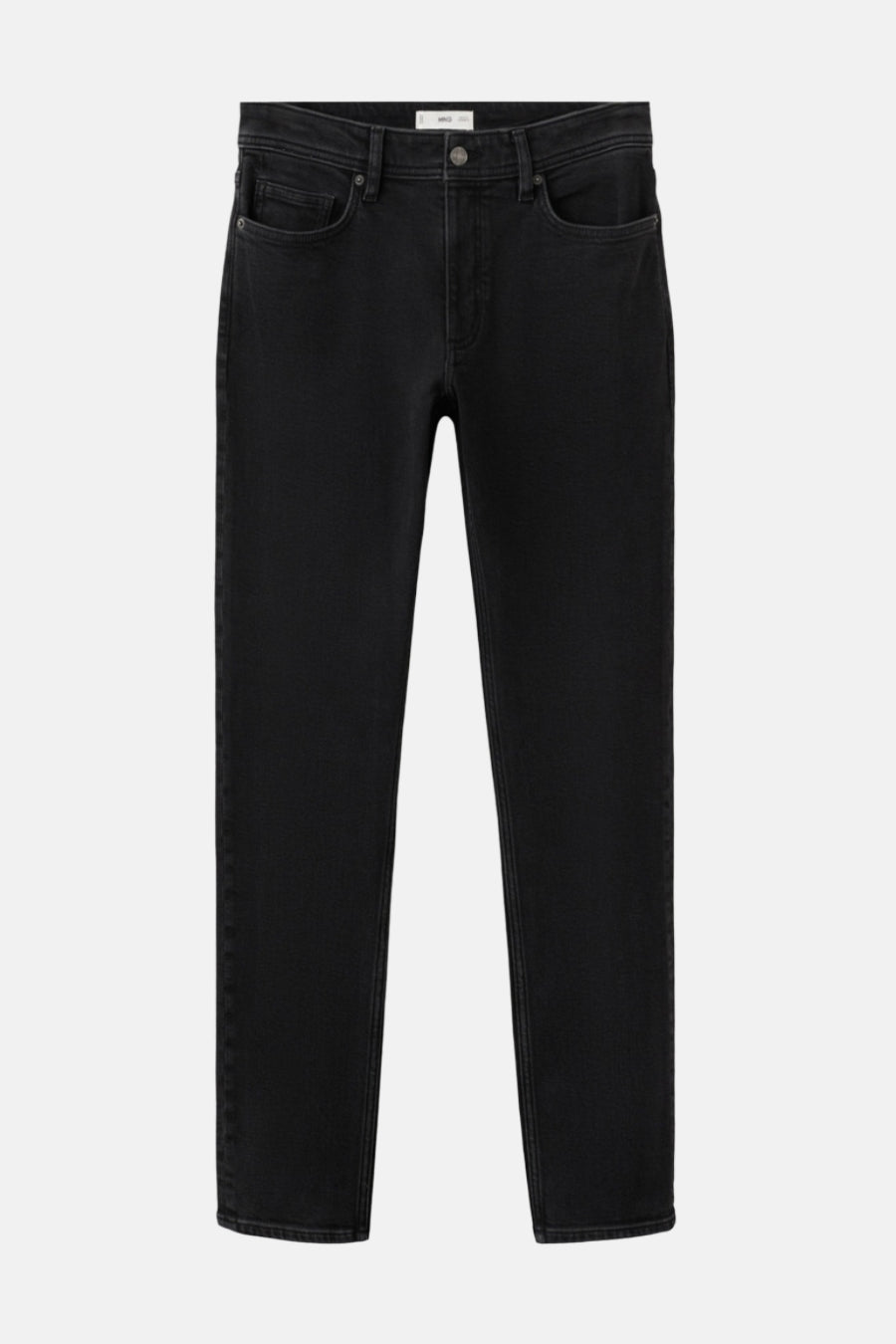 Zwarte spijkerbroek.