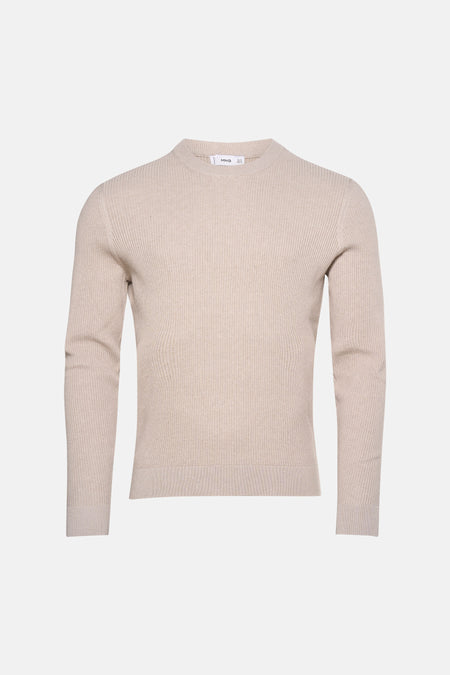 Pull met ronde hals - beige