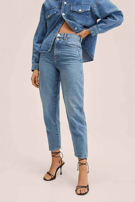 Mom jeans - mid blue denim
