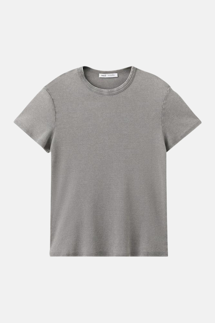T-shirt gris de MANGO, couleur unie avec manches courtes et col rond.