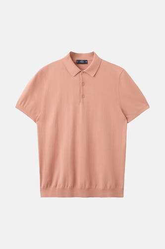 Polo orange de MANGO à manches courtes et fermeture boutonnée.