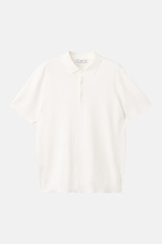 Witte polo van MANGO met korte mouwen en knoopsluiting, effen.
