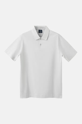 Grijze polo van MANGO met korte mouwen en een klassieke kraag.

