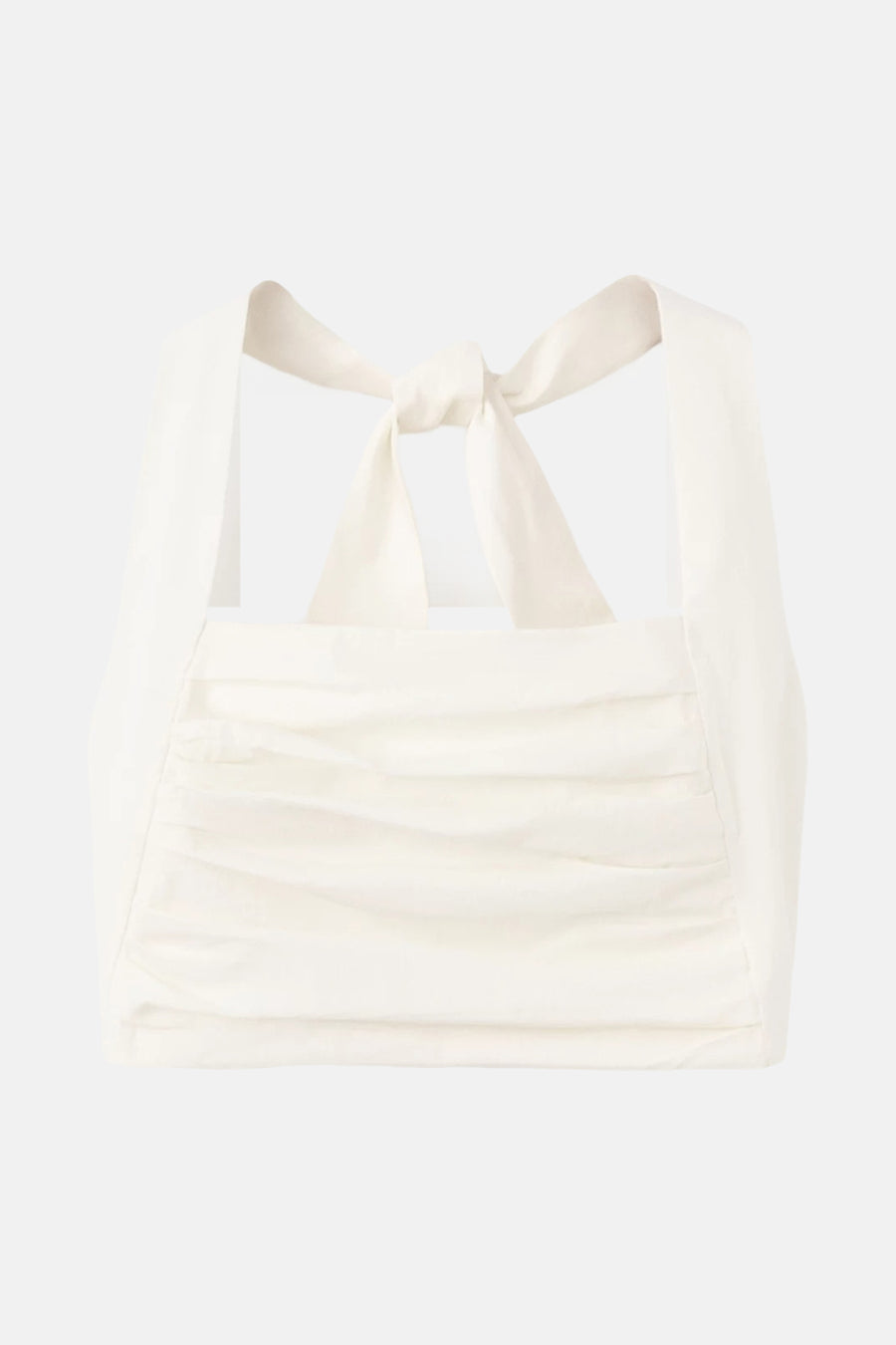 Witte mouwloze blouse met ruches en strikdetail aan de rug, van MANGO, front view