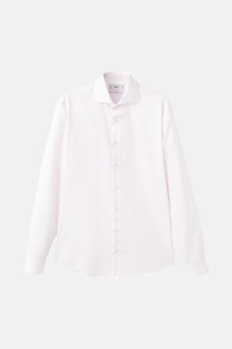Roze overhemd met lange mouwen van MANGO, klassieke kraag en knoopsluiting.