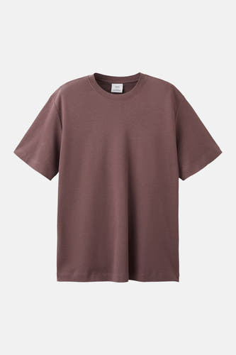 Bruin T-shirt met korte mouwen van MANGO, effen kleur en ronde hals.