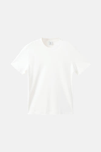 Wit T-shirt met korte mouwen van MANGO, effen kleur en ronde halslijn.