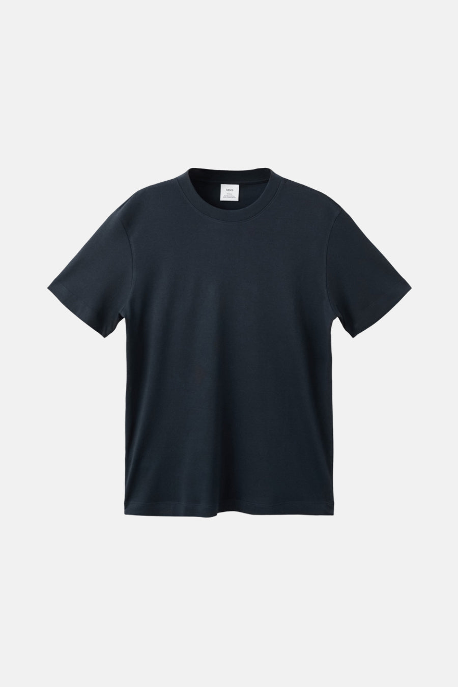 T-shirt bleu à manches courtes de MANGO, couleur unie et col rond classique.