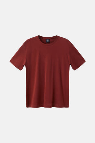 Rood T-shirt met korte mouwen van MANGO, effen ontwerp en ronde hals.
