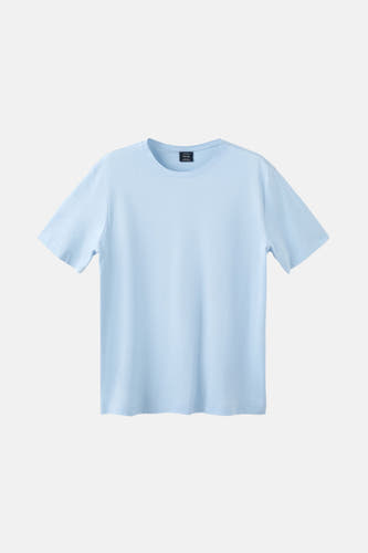 Blauw T-shirt met korte mouwen van MANGO, effen en casual.