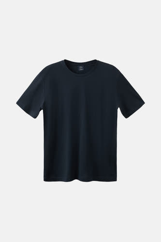 Blauw T-shirt met korte mouwen van MANGO, effen stof.