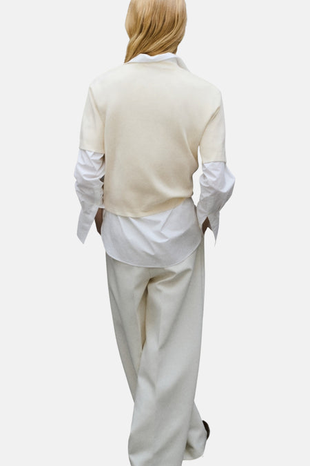 Pull met ronde hals - ecru