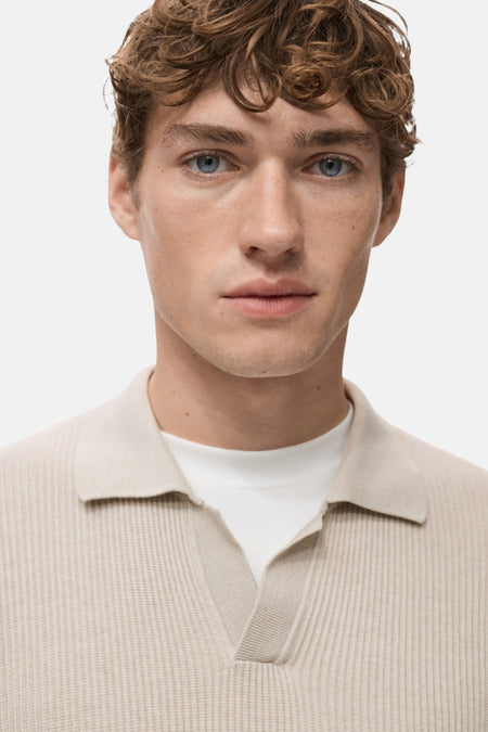 Pull met V-hals - beige