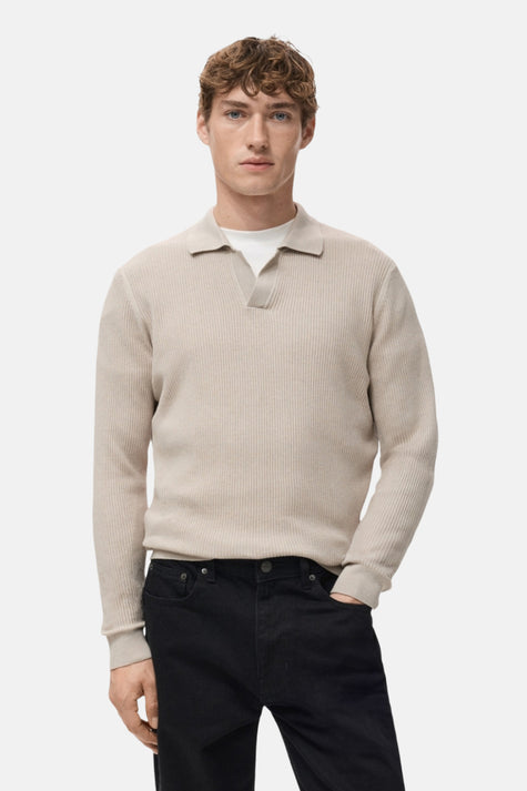 Pull met V-hals - beige