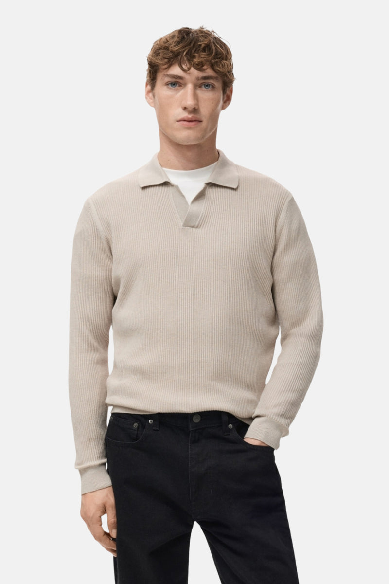 Pull met V-hals - beige