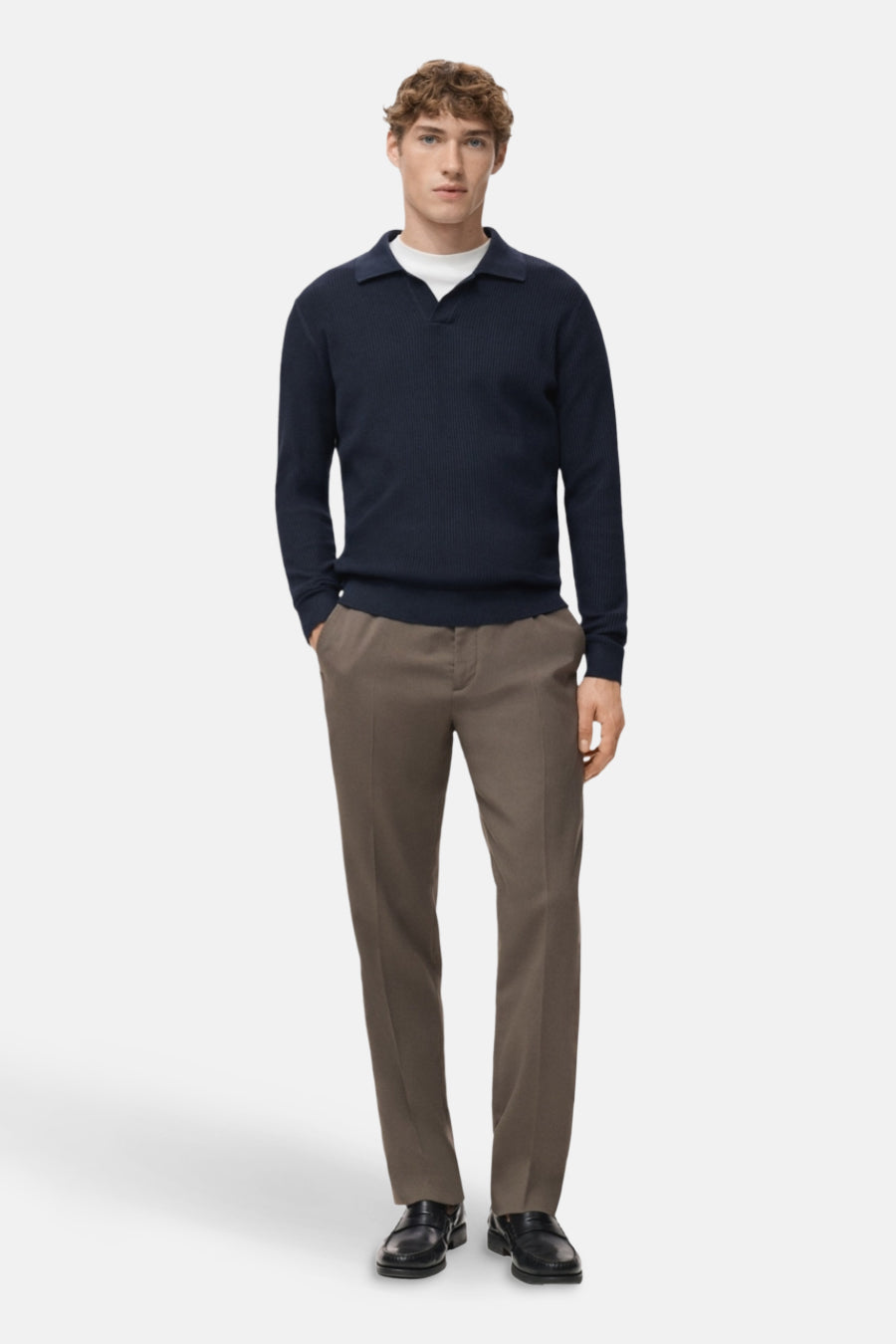 Pull met V-hals - blauw - MANGO