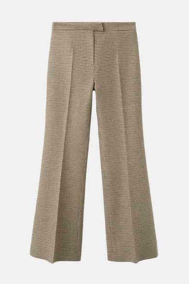Multikleurige broek van MANGO met een ruitpatroon en wijde pijpen.