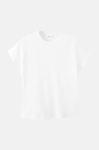 Wit hemd met lange mouwen van MANGO, effen stof en korte mouwen.