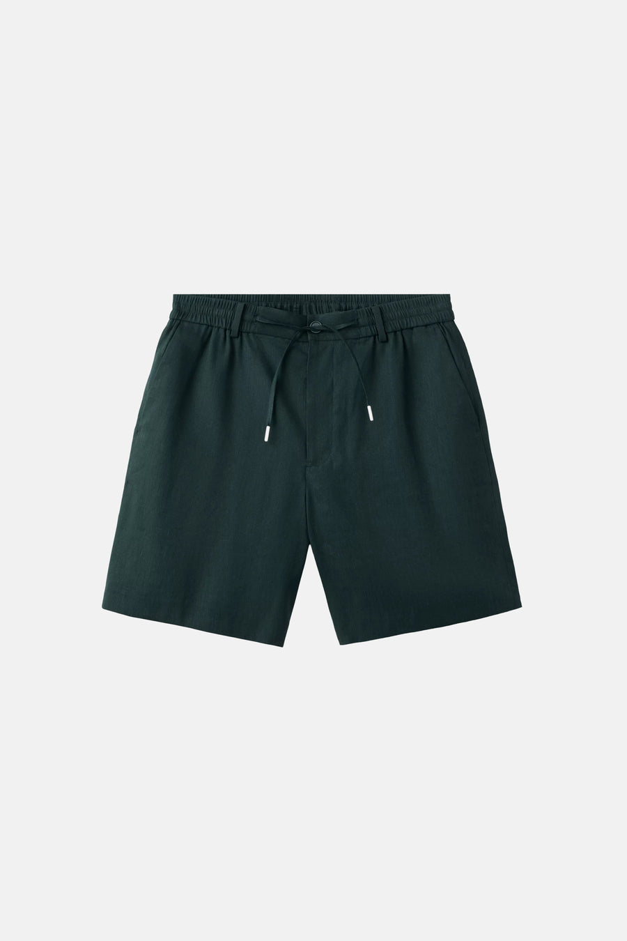 Groene Bermuda's van MANGO met elastische tailleband en trekkoord, front view, lichte textuur
