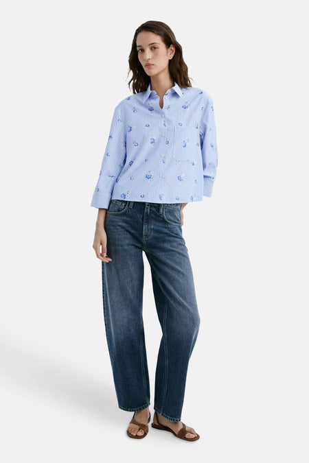 Blouse met lange mouwen - Blauw