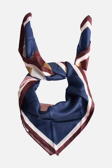 Multicolor sjaal van MANGO, met een gestreept en geometrisch patroon.
