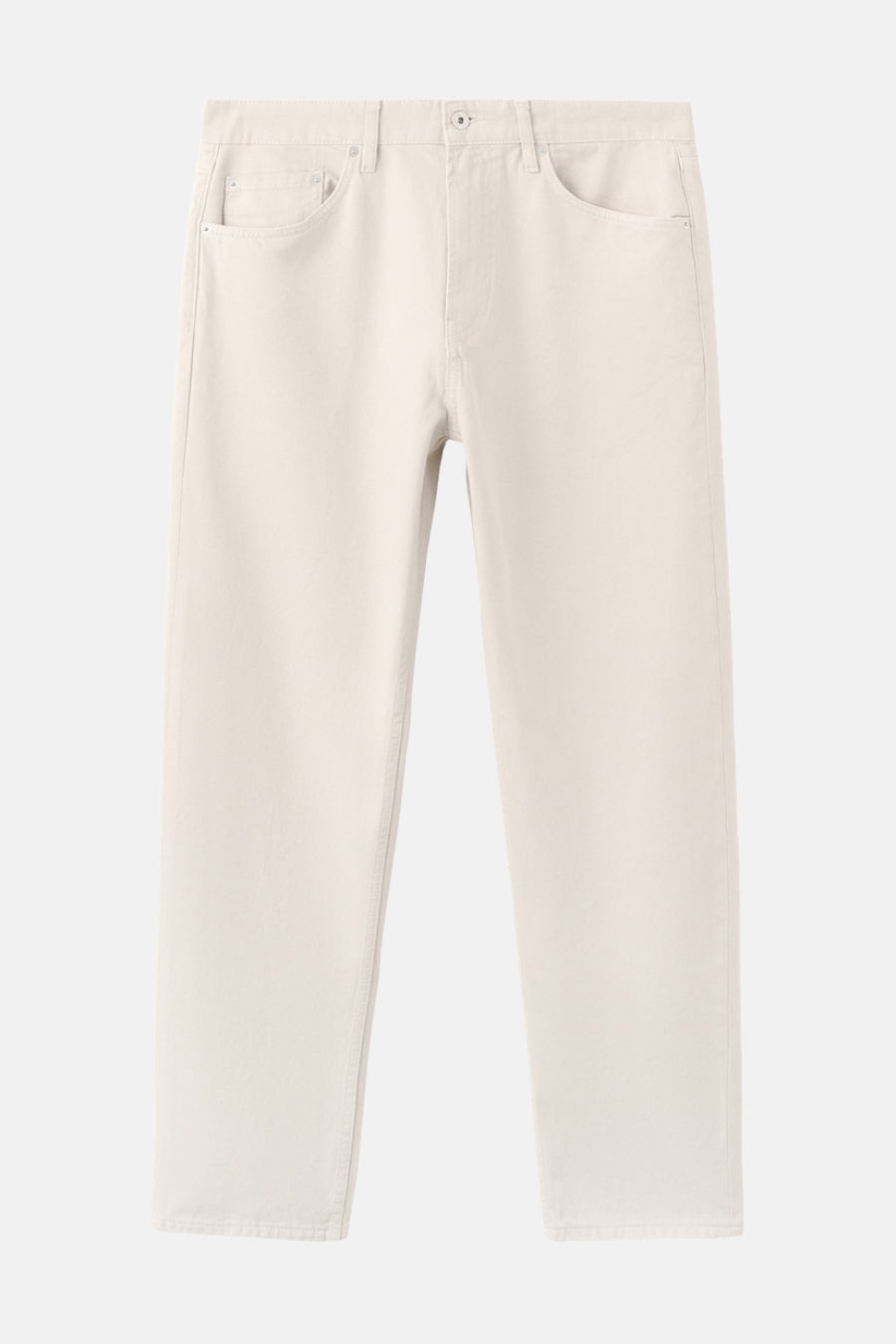 Jean en denim off-white droit de MANGO, simple avec des détails subtils.