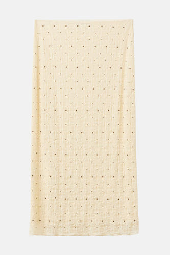 Ecru lange rok van MANGO met kleine bronzen studs en textuur.