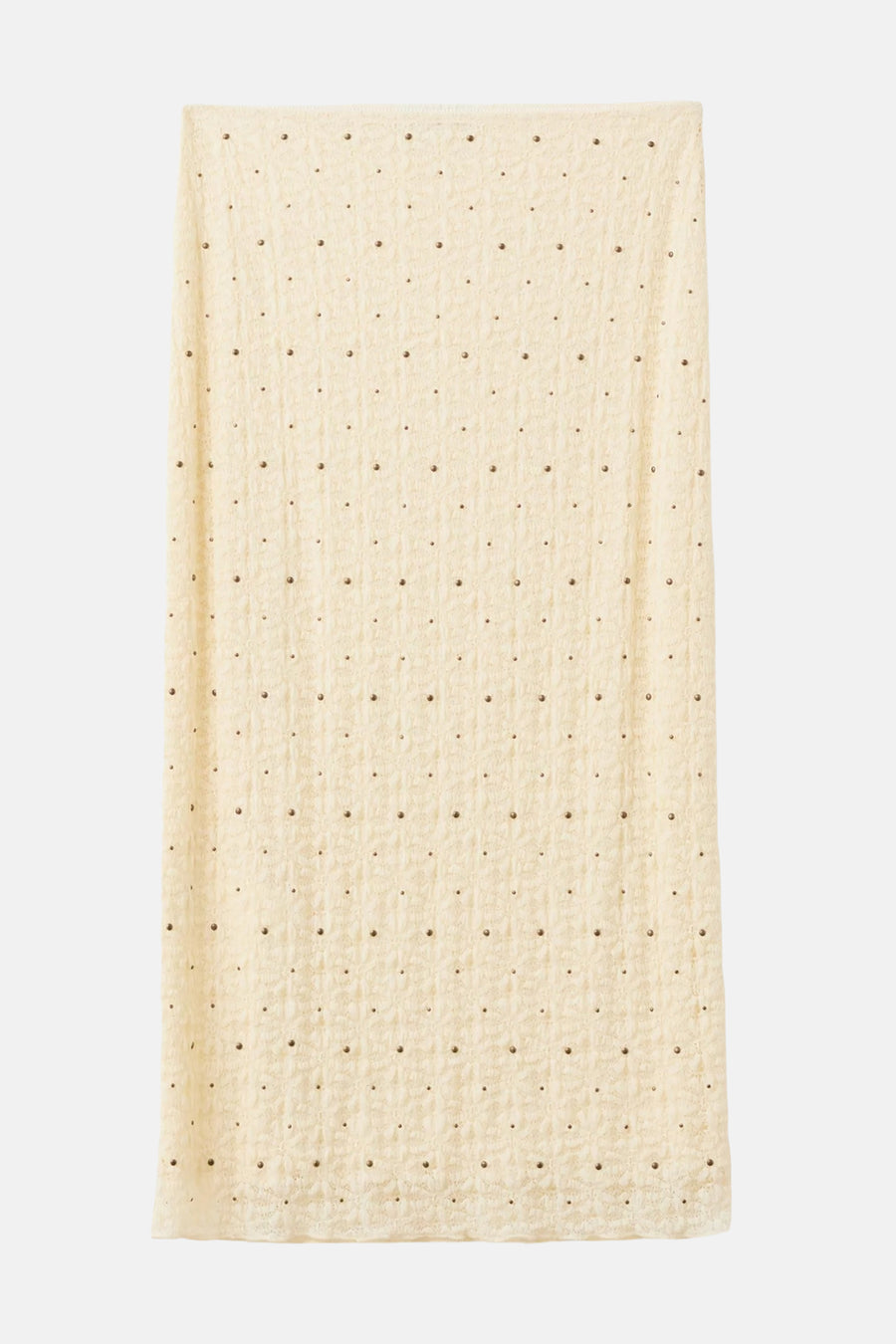 Ecru lange rok van MANGO met kleine bronzen studs en textuur.
