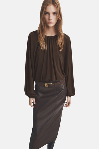 Blouse met lange mouwen - bruin - MANGO