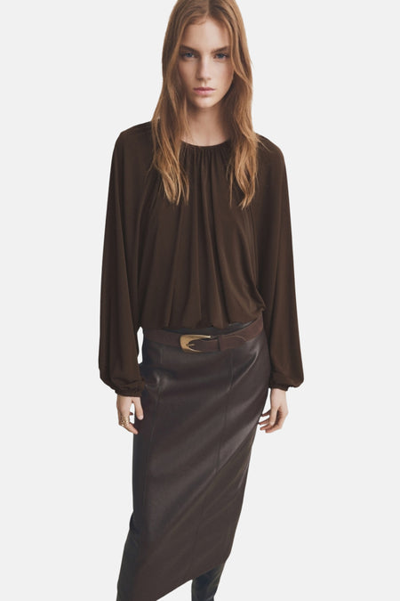 Blouse met lange mouwen - bruin