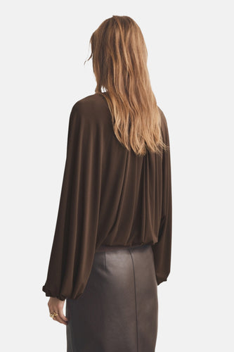 Blouse met lange mouwen - bruin - MANGO