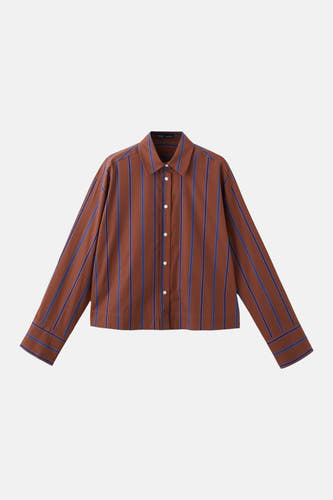 Chemise multicolore à manches longues de MANGO avec un motif rayé, boutonnée et avec un col.