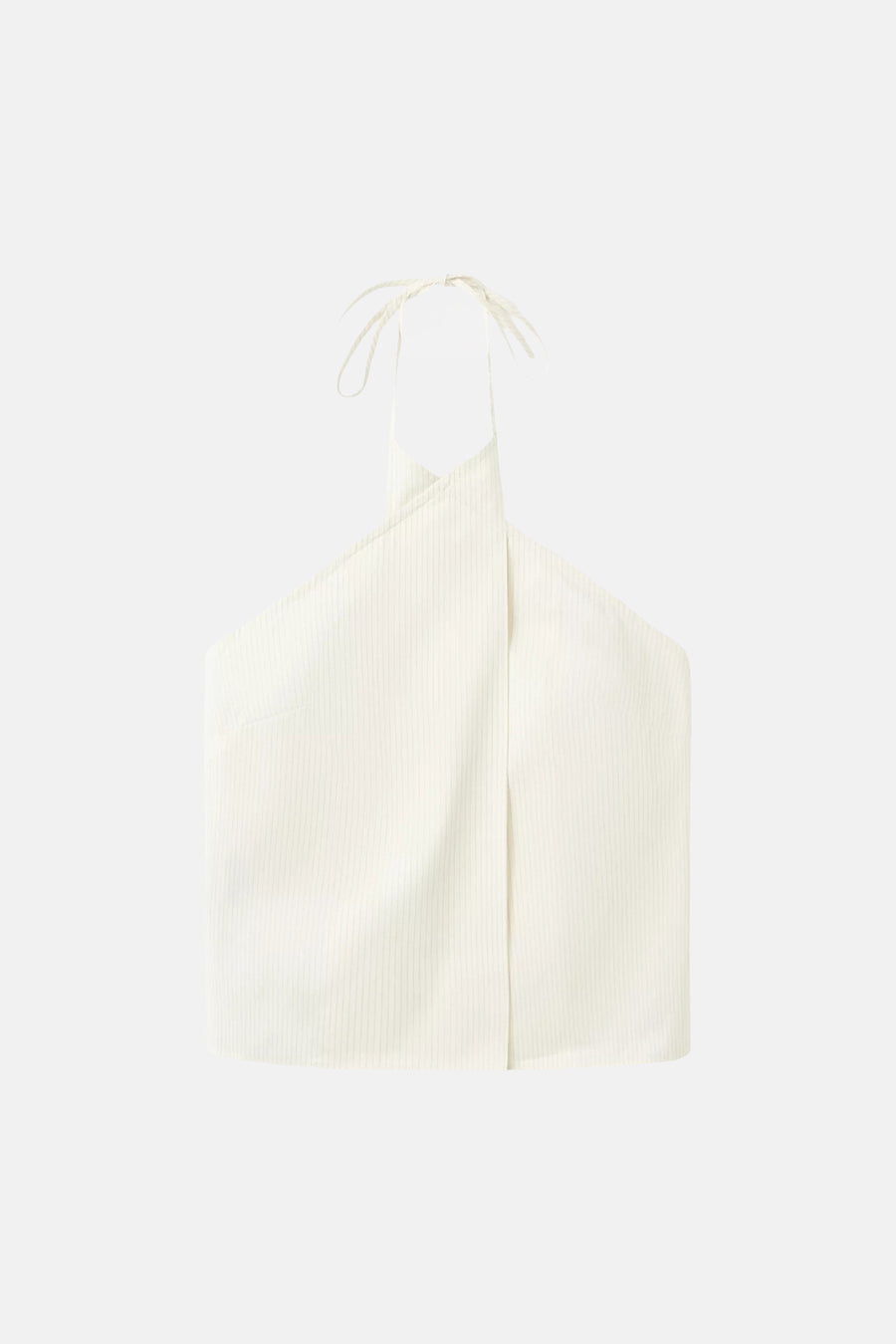 Haut écru rayée de MANGO, modèle licou avec devant croisé.
