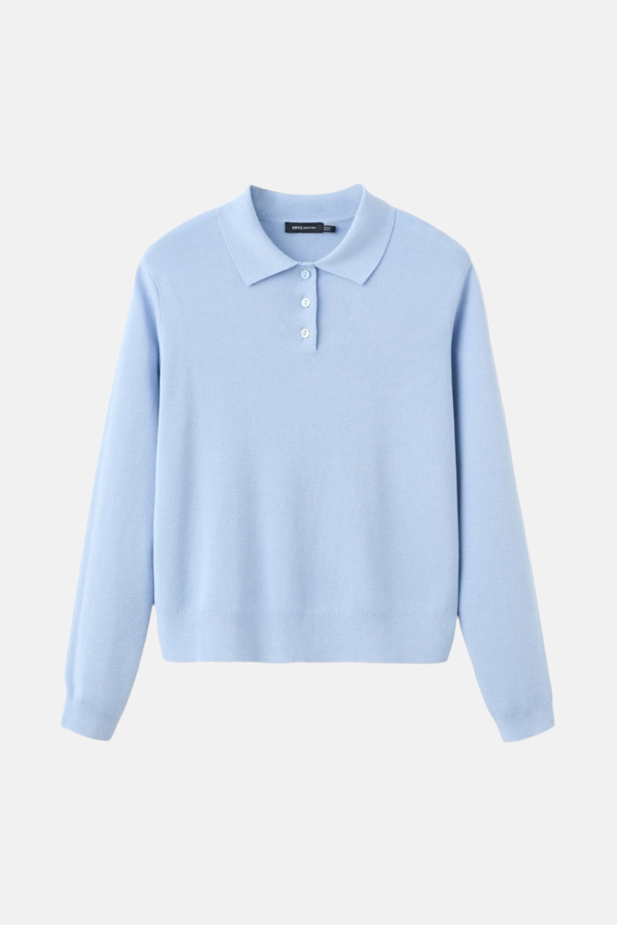 T-shirt bleu avec col rond de MANGO, avec un col polo et une fermeture à boutons.
