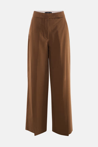 Kaki broek van MANGO met wijde pijpen en een strakke tailleband.