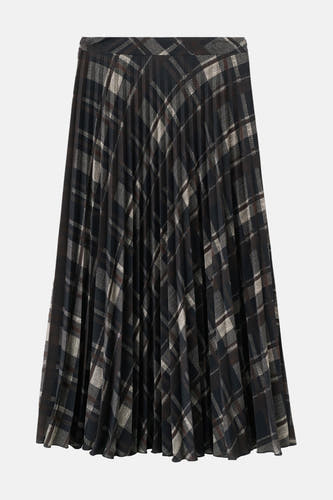 Jupe longue multicolore de MANGO, avec un motif tartan et des plis.