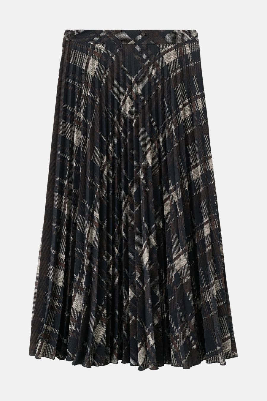 Jupe longue multicolore de MANGO, avec un motif tartan et des plis.