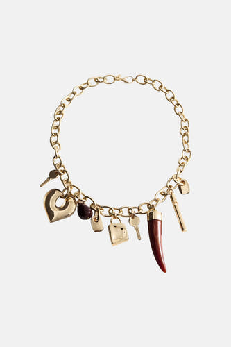 Collier court doré de MANGO avec une maille épaisse et un fermoir mousqueton.